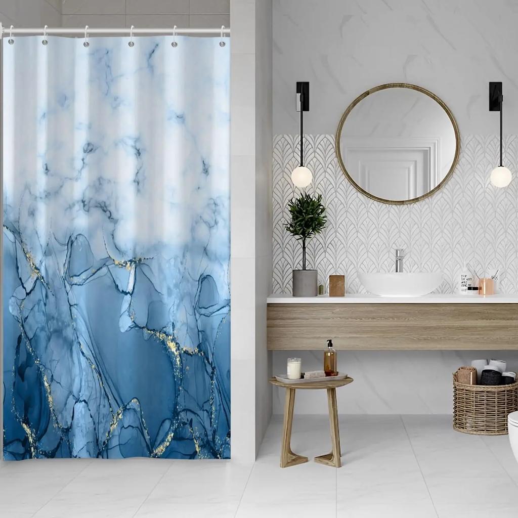 Purple Marble Shower Curtain for Bathroom, Abstract Waterproof Fabric Curtain Set with 12 Hooks, 71x71 Inches