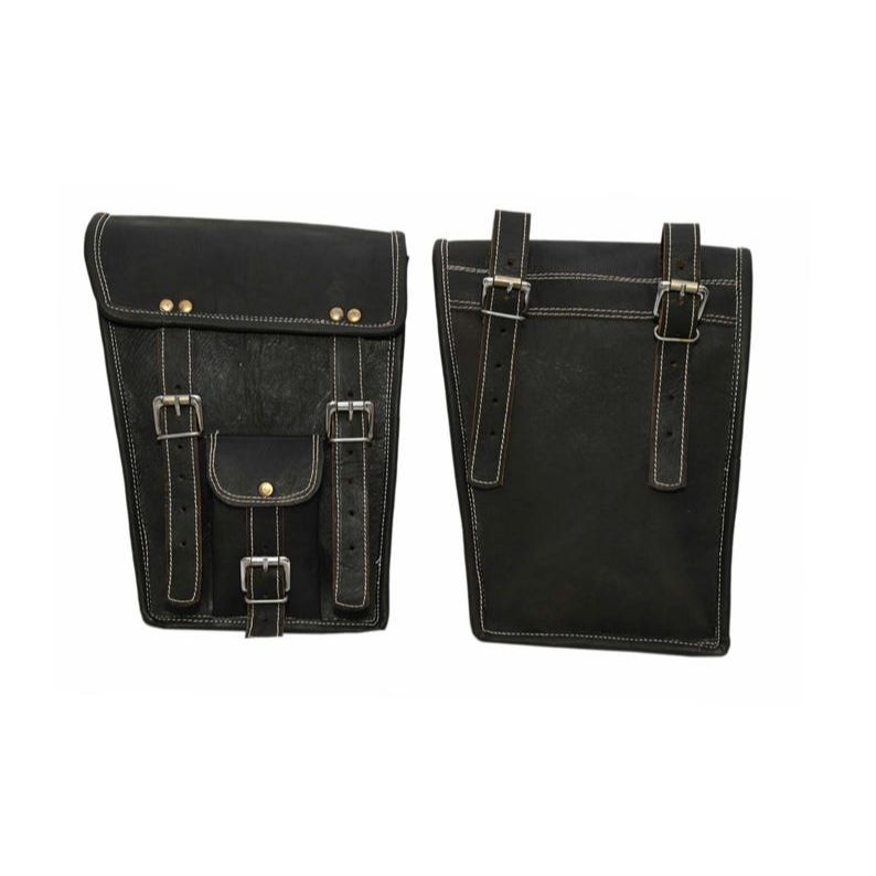 Handmade Leather Motorcycle Saddle Bags Vintage Bike Panniers, 2pc Set
