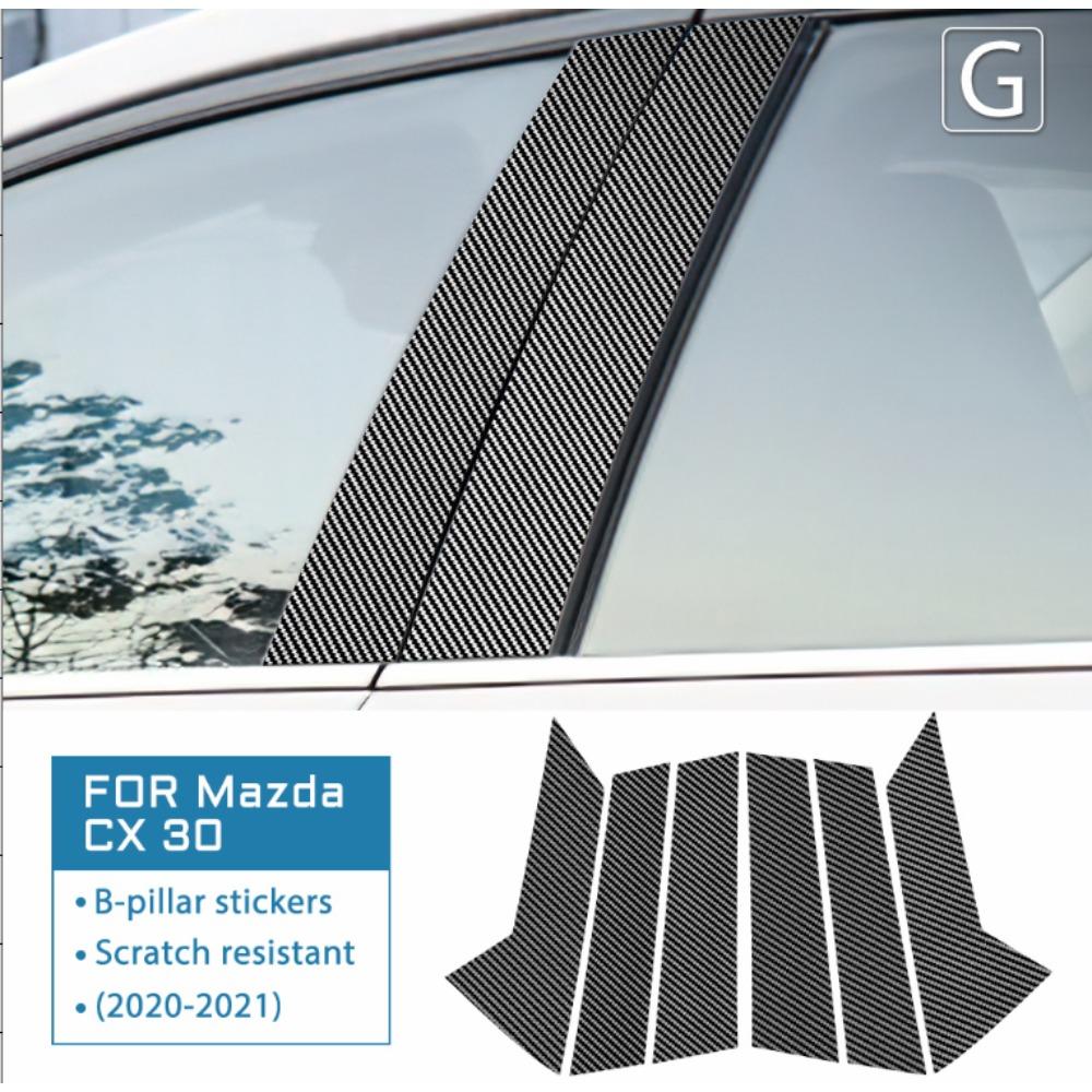 For Mazda 6 3 CX-5 CX5 CX-30 2006-2012 Carbon Fiber Pattern B-Pillar Trim PC Material Interior Decor Protective Car Accessories