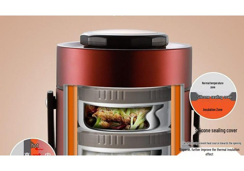 316 Stainless Steel Insulated Portable Lunch Box for One - Double Layer Vacuum Design for Home, Office, or School.