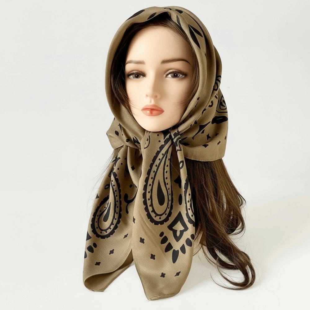 Thin Cashew Nut Print Silk Scarf Korean Style Small Scarves Simple Square Handkerchief  Women