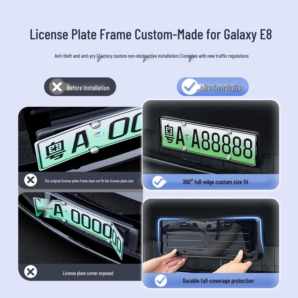 Geely Galaxy E8 License Plate Holder: Compatible with 25 Models, Full Cover Protective Frame