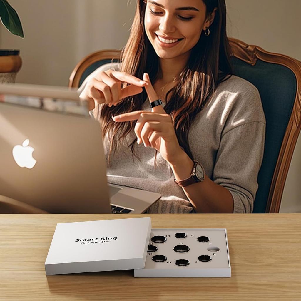 Smart Ring for Women, Fitness Tracker Ring with Heart Rate, Blood Oxygen, Blood Pressure, Sleep Tracker, Step Tracker Gold (7-13#)