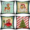 New Festival Pillowcase Print Santa Claus Cartoon Elk Christmas Tree Holiday Cushion Pillowcase Decoration