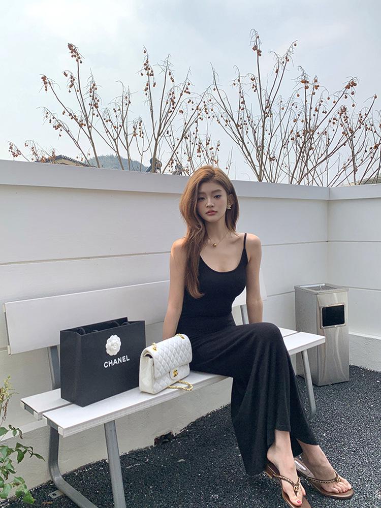 Spring/Summer 2026 French Style Slim Bodycon Spaghetti Strap Long Dress