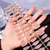 30 Electroplated Cat Eye Nail Tips with Light Purple Glass Beads