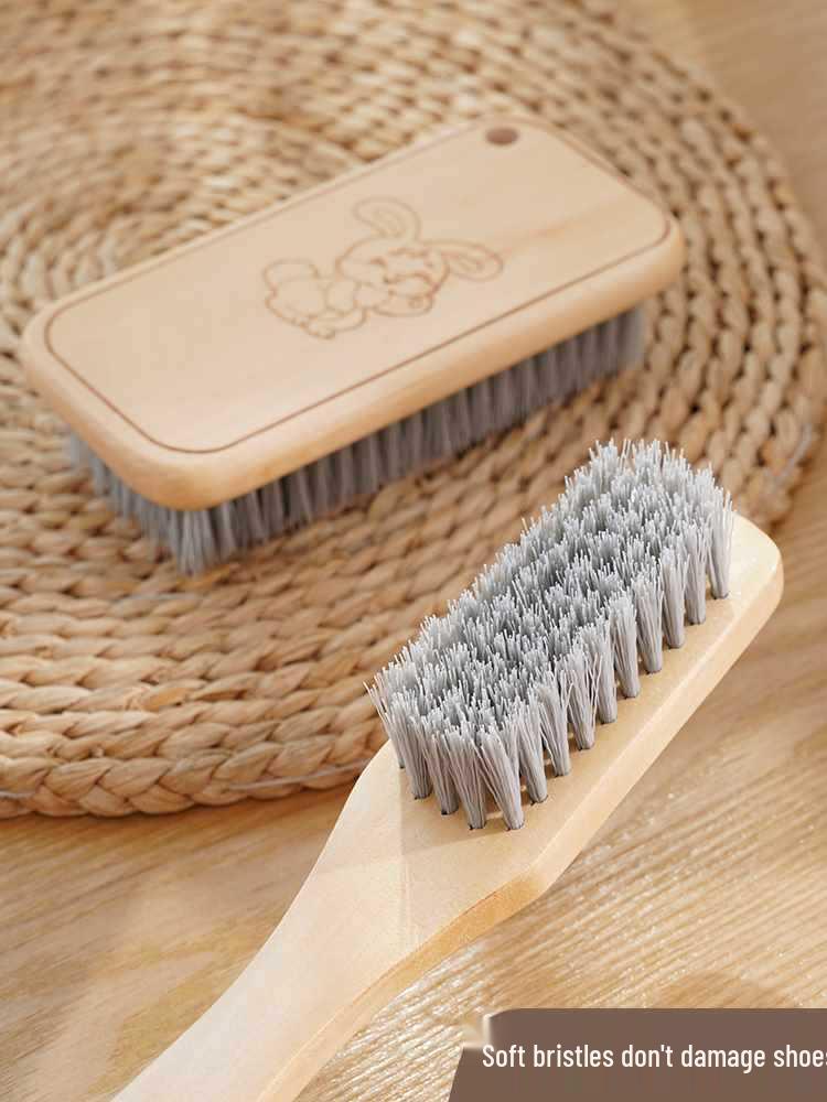 Multi-Purpose Hard Bristle Shoe Brush with Solid Wood Handle