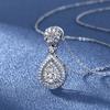 925 Silver Necklace Women Sparkling Zircon Teardrop Pendant Clavicle Chain Jewelry Gift for Birthday Party