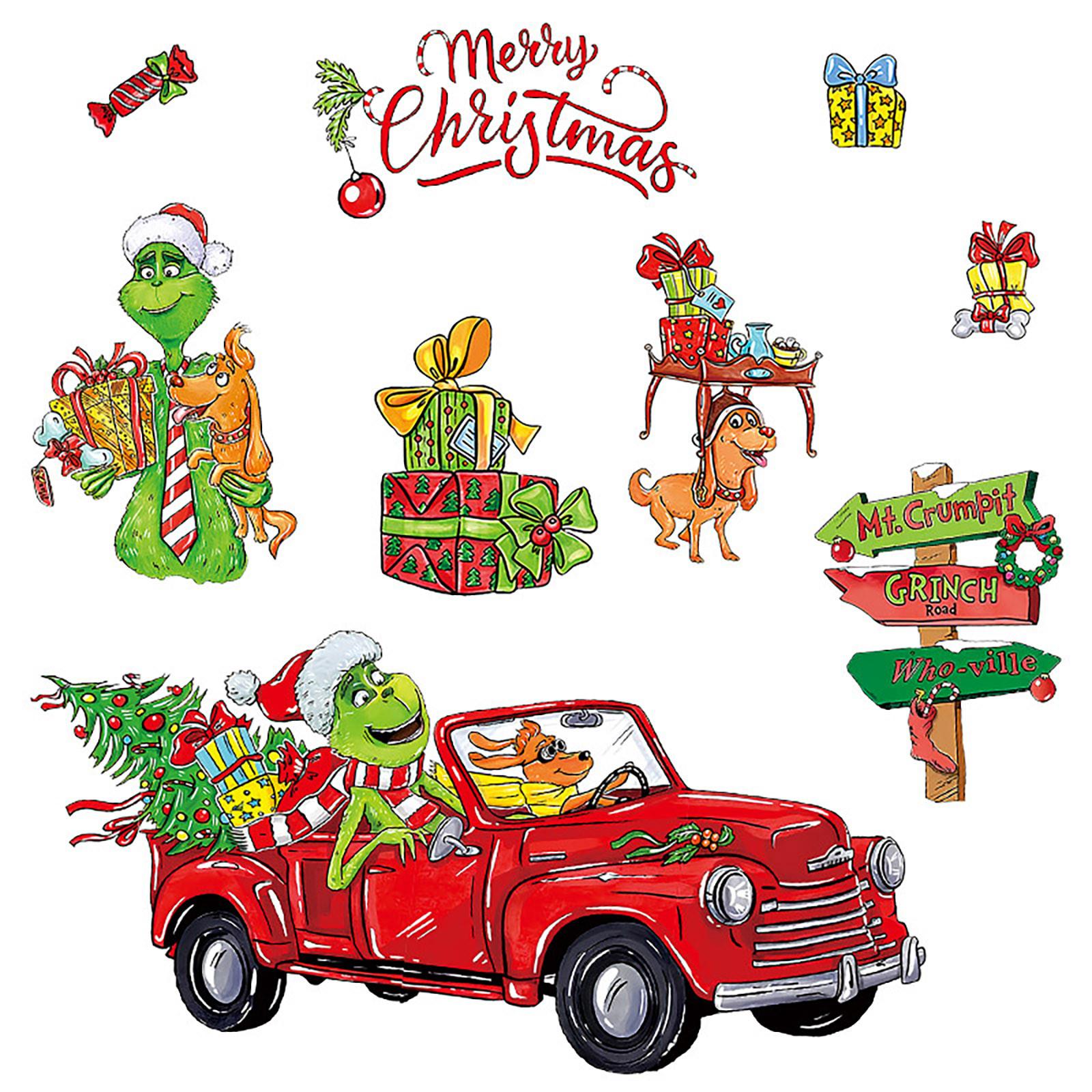 

Christmas Window Clings Set with Holiday Characters and Gift Boxes Removable Static Clings for Glass and Smooth Surfaces 90x30cm 2 Sheets