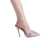 2025 New Pointed Champagne High Heels Thin Heel Bag Head Sexy Light Mouth Rhinestone Silk