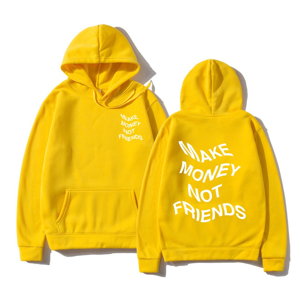MAKE MONEY NOT FRIENDS Hoodie Fashion Unisex Letter Print Hooded Pullover Sudadera Unisex Streetwear Sweatshirts Hoody Tops Clothes