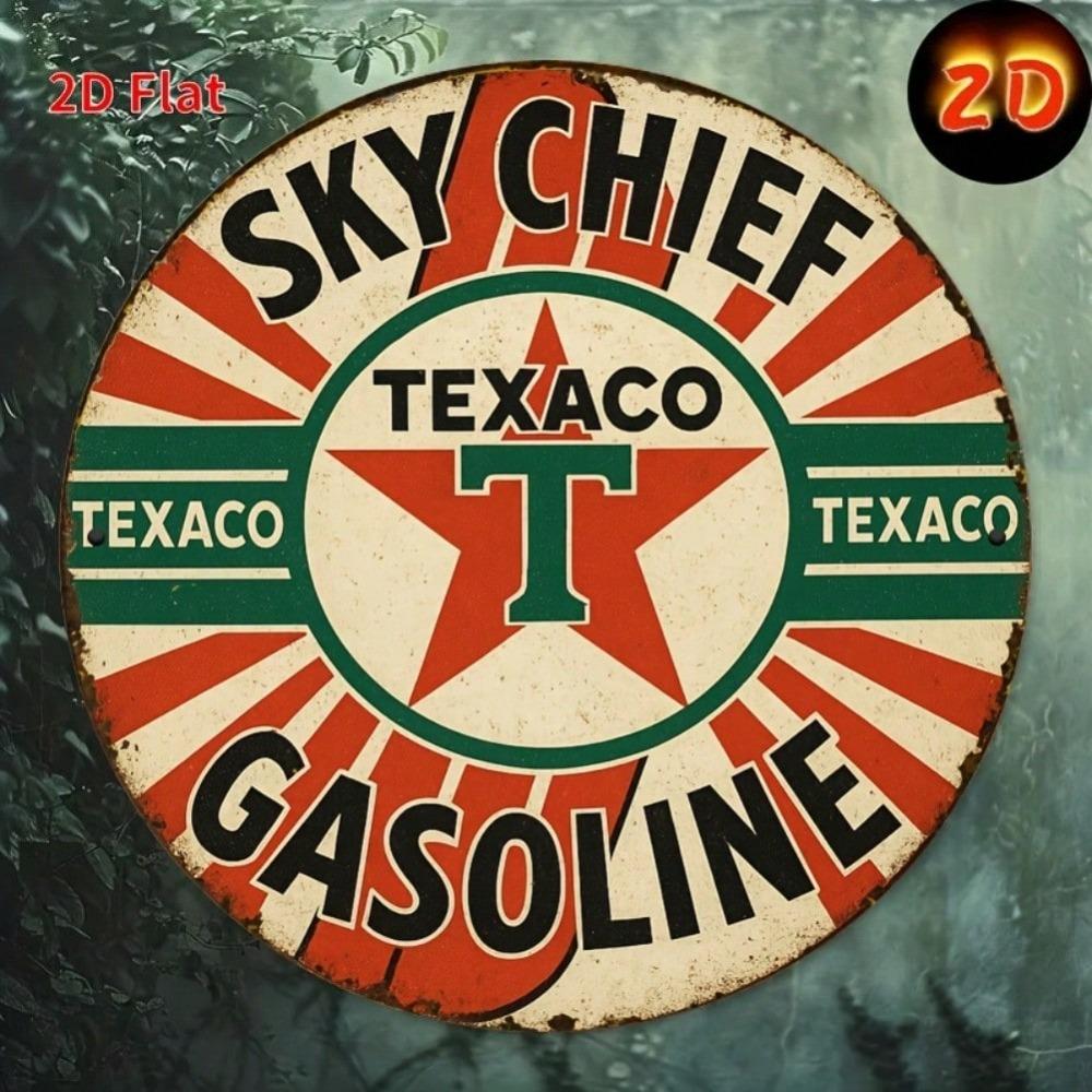 Vintage Texaco Sky Chief Gasoline Metal Wall Sign Retro Cafe Home Decor