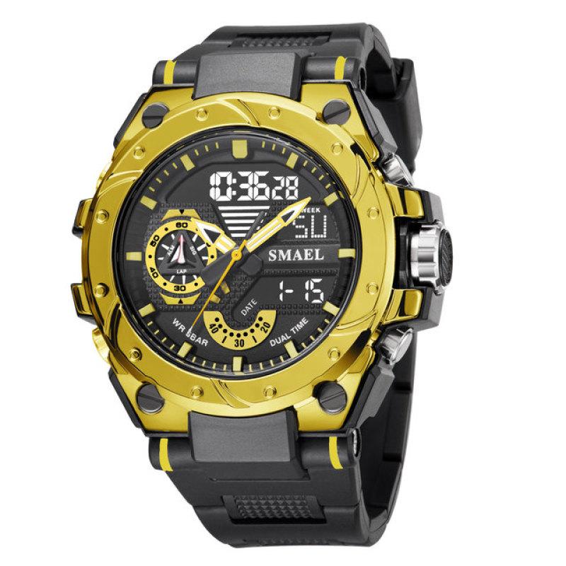 Quartz Watch For Men  Wristwatches Watcholorful Red Bracelet 50M Waterproof Alarm Clock Analog Digitals Sport Watches