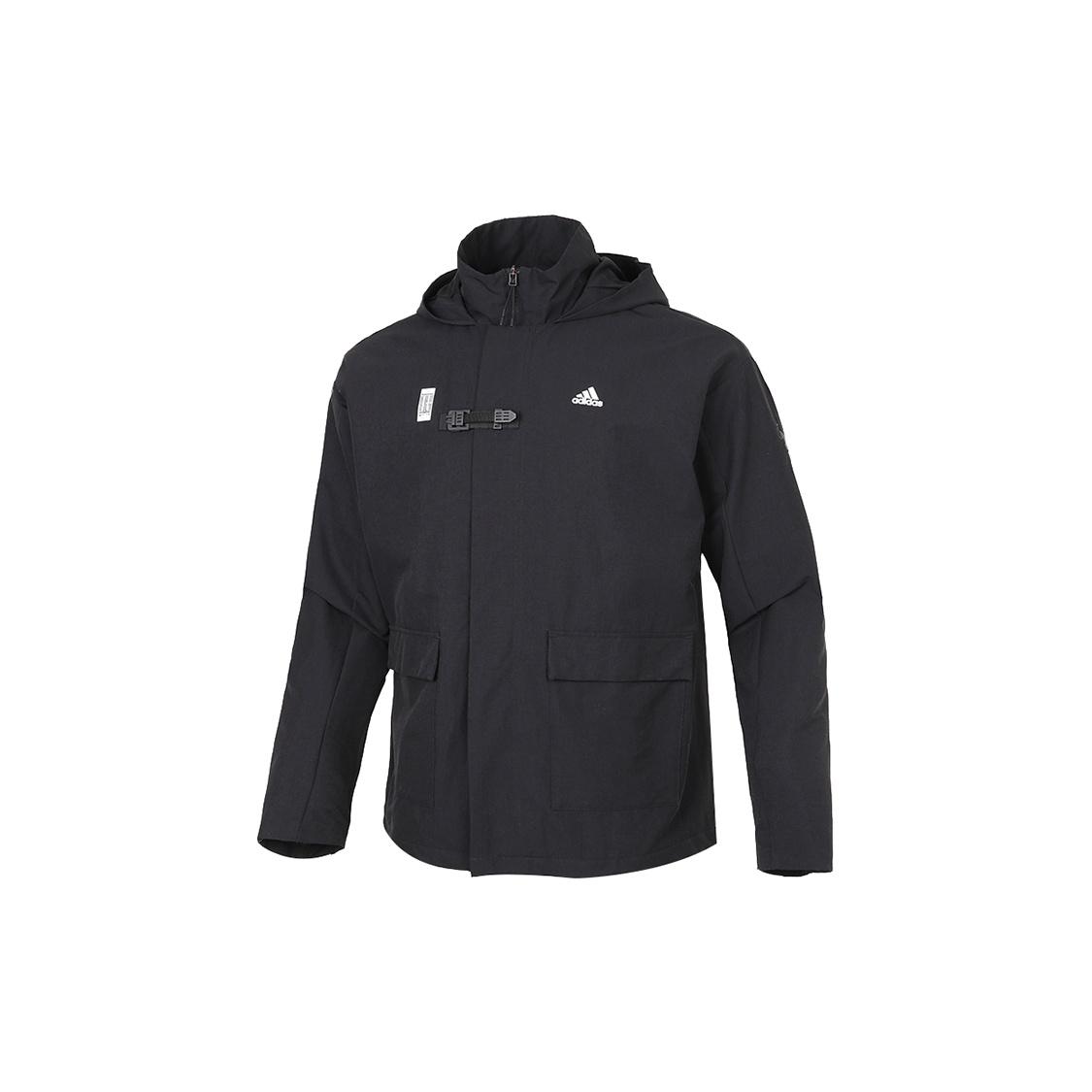 adidas Wj Jkt Warm Solid Color Casual Sports Hooded Jacket Black Men s GU1747 S
