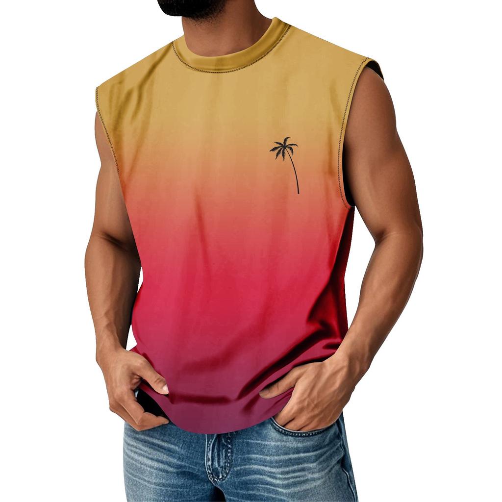 Men's Summer Round Neck Gradient Sports Casual Sleeveless Vest