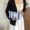Striped Pvc Makeup Bag Waterproof Washable Zipper Cosmetic Pouch With Tassel Portable Travel Storage Hand Bag For Women Gift