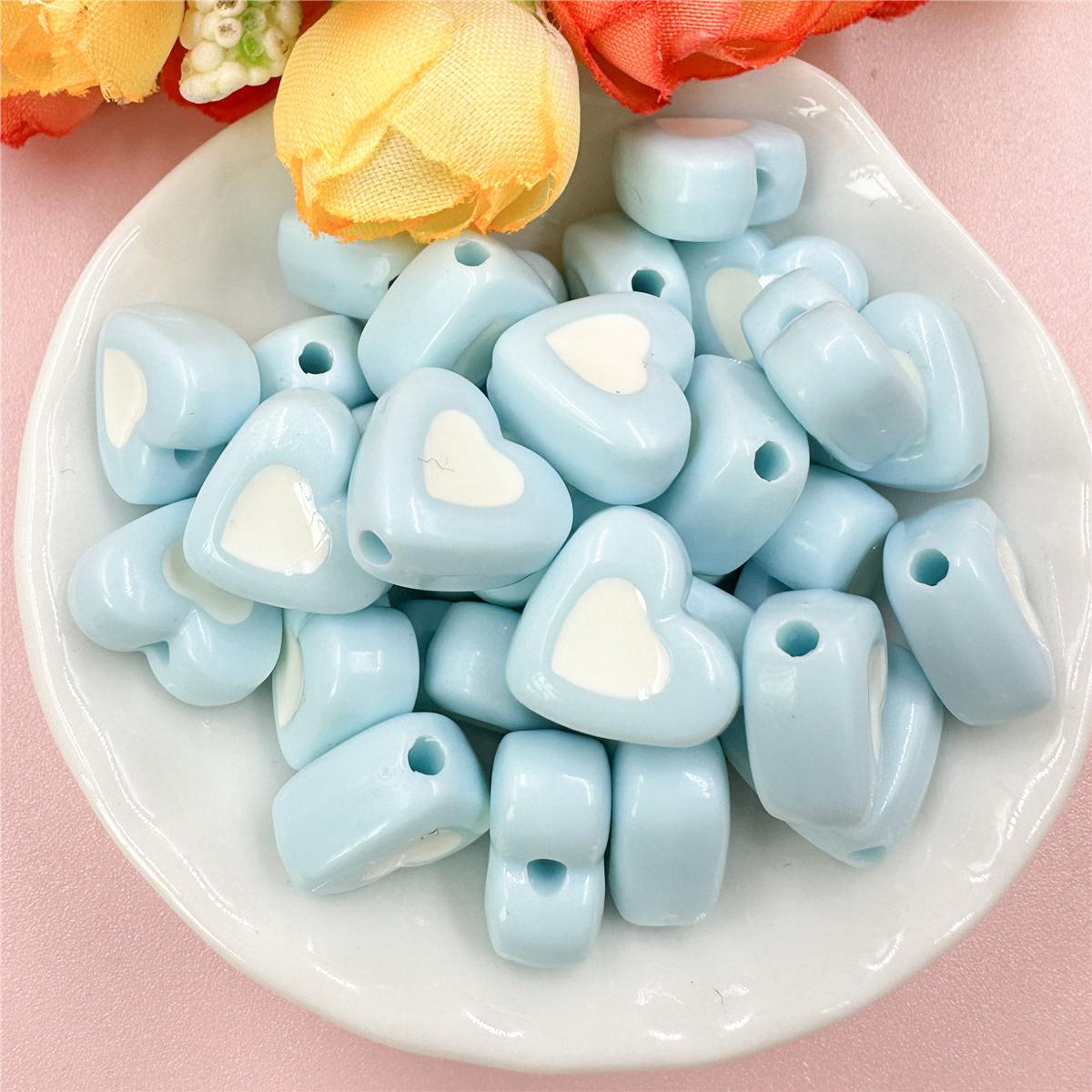 

Ювелирные изделия DIY ювелирные аксессуары 14,4*12,9 мм двухцветные бисерные материалы Love Heart акриловые для браслета серьги изготовление бусины 60 шт. бусины синий