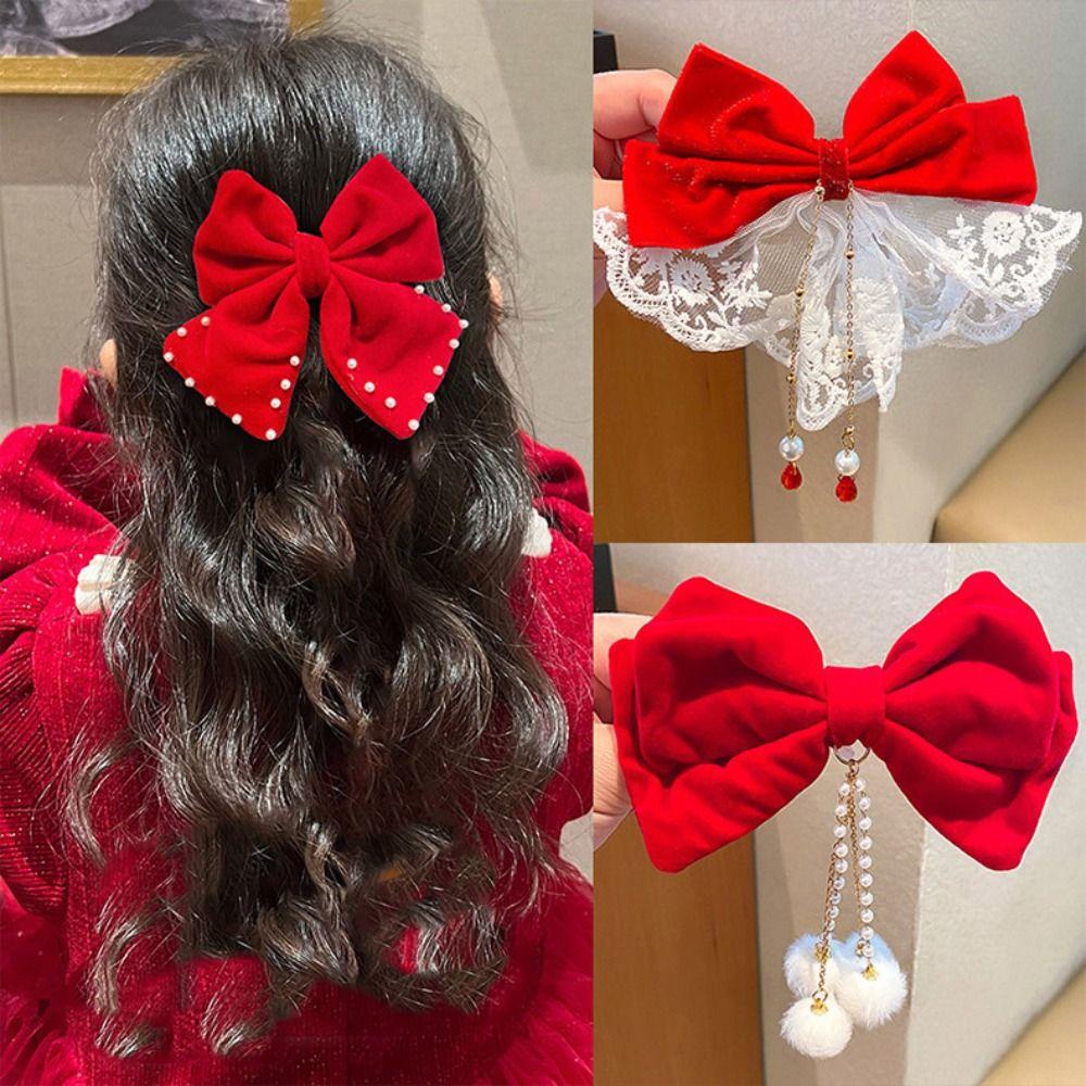 Cloth Chinese New Year Headwear Plush Ancient Style Hairpin Lovely Hanfu Hair Sticks  Children