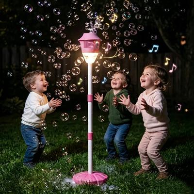 Bubble Machine with Lights Multi-Button Adjustment Automatic Vertical Bubble Maker with Adjustable Height Up To 47 Inches Rechargeable Bubble Blower