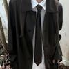 High-End Korean Black Leather Slim Tie Scarf - Fashionable, Versatile, Casual Neck Accessory