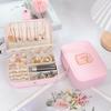 PVC Letter Leather Portable Jewelry Box Double Earrings Earrings Ring Jewelry Storage Box