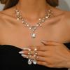 Elegant Rhinestone Floral Jewelry Set: European & American Bride Necklace & Earrings for High-End Parties