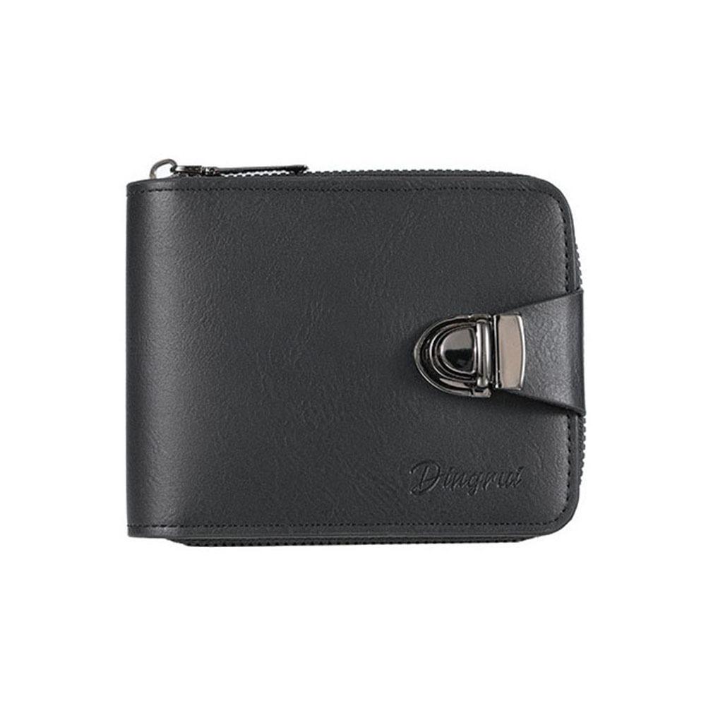 

Кошелек деловой на молнии однотонный кожаный кошелек для монет роскошный мужской кошелек на каждый день чёрный