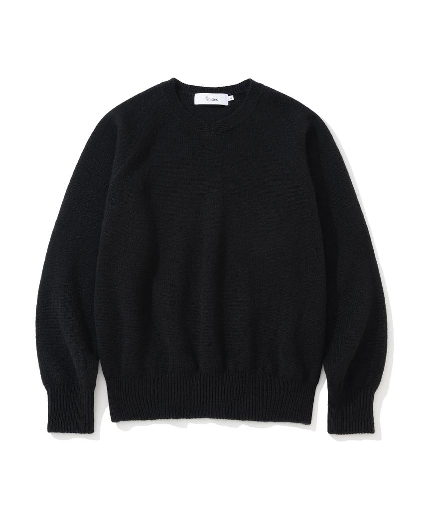 KNITTED Shaggy Dog 100% Wool V-Neck Knit Black
