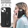 Card Holder Shell for iPhone 15,Kickstand Case PU Leather Coated TPU Phone Cover with Shoulder Strap