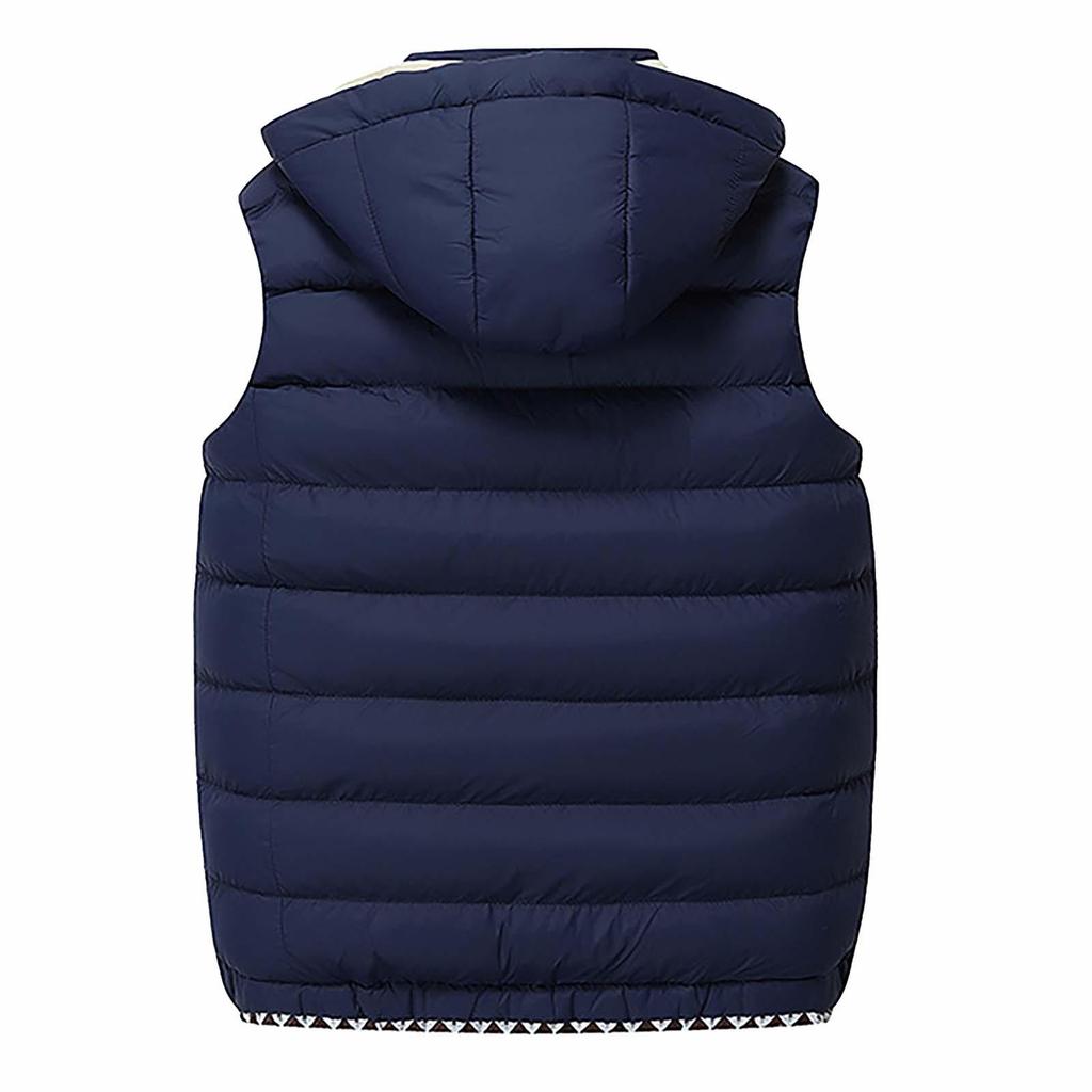 Fashion Men Autum Winter Hooded Solid Outwear Vest Jacket Tops Blouse