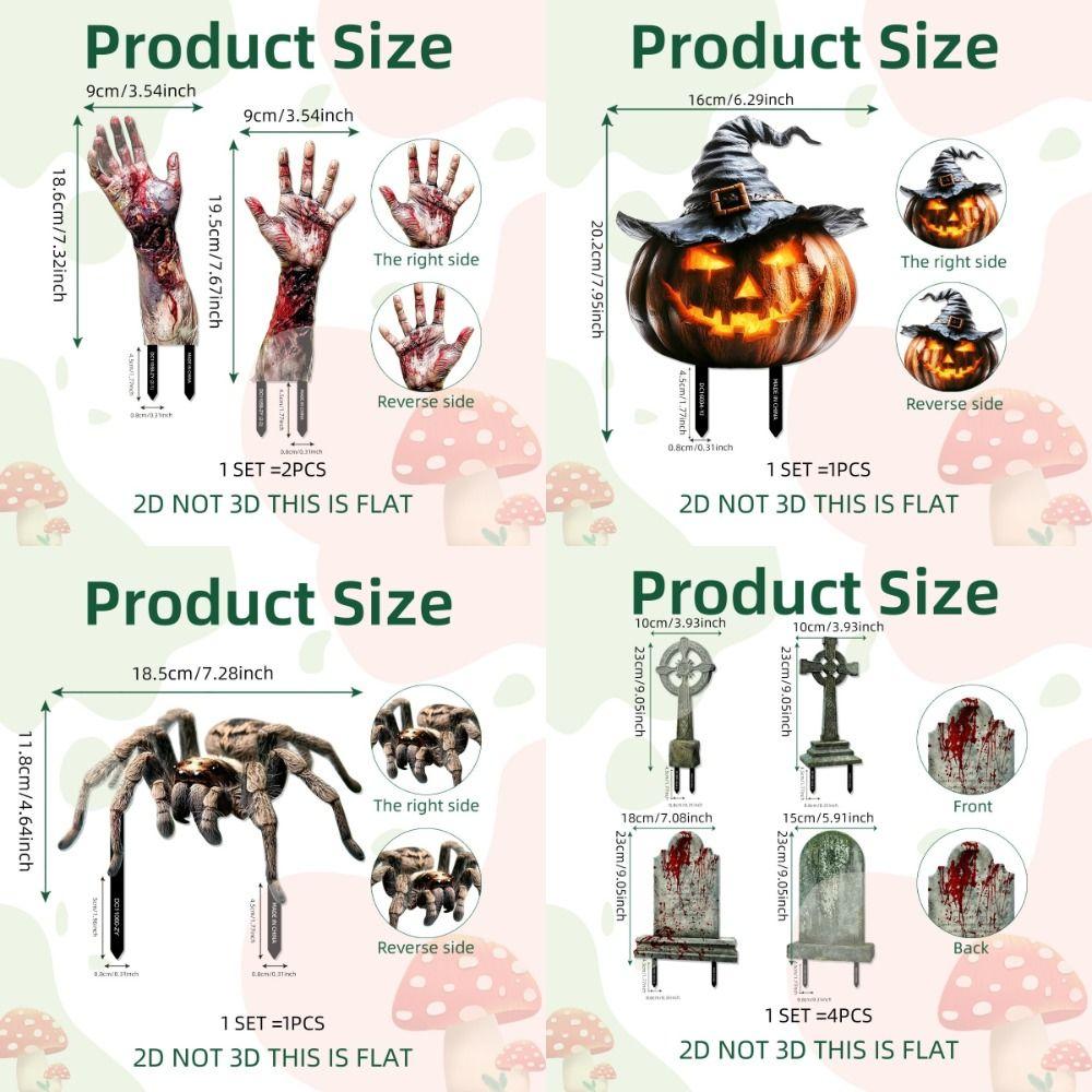 Scary Halloween Garden Arragement Pumpkin Spider Halloween Inserts Tomb Skull Horror Zombie Hands Halloween Cosplay Props