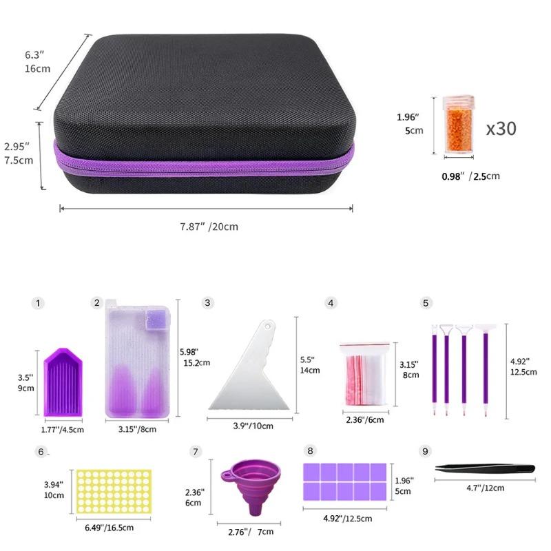 30/60/120/240 Grids Diamond Painting Storage Box Set Portable Bead Organizer with Tool Kit for DIY Craft Art Mosaic Artists