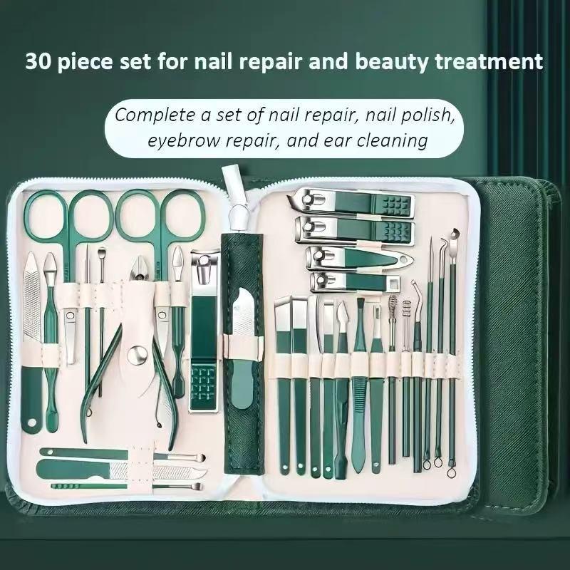 Stainless Steel Gradient Nail Clipper & Manicure Tool Set: Flat-Mouth Clipper & Eagle-Mouth Pliers