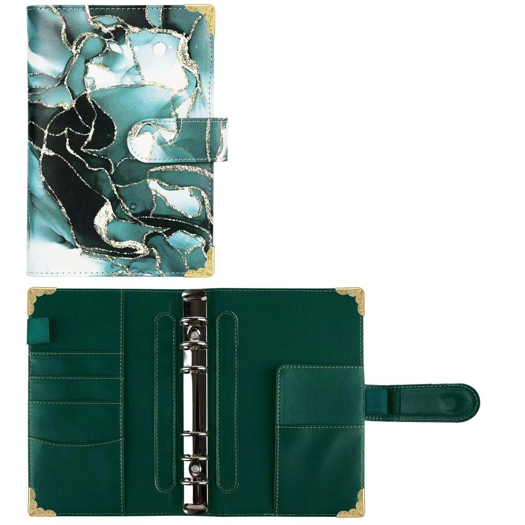 PU Ring Binder Budget Planner with Stickers - A6 Cash Envelope Notebook