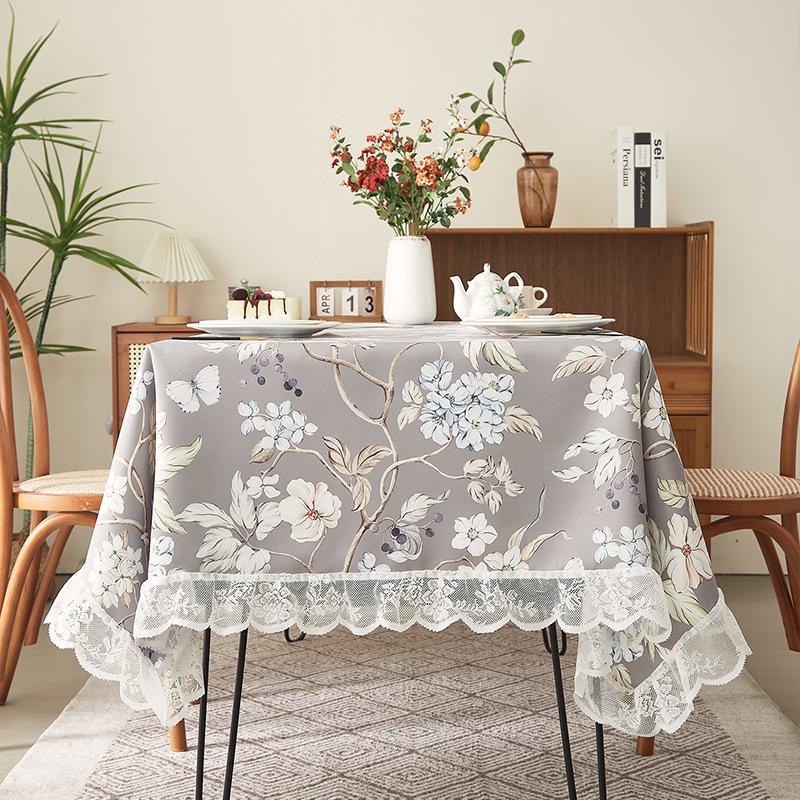 Față de masă American Country Retro cu margine din dantelă, pictură în ulei, pentru mese de cafea și de dining