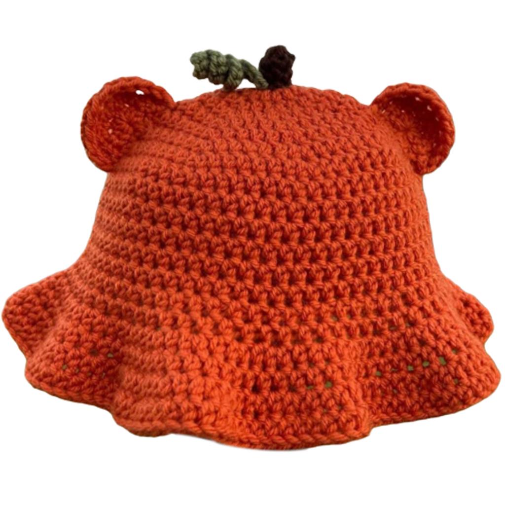 Crochet Pumpkin Bucket Hat Bucket Hat Crochet Pumpkin Fisherman Hat for Adult Teens Skin-Friendly Floppy Hat