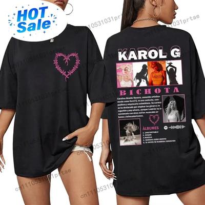 Singer Karol G Bichota Album Fashion Tshirt Aesthetic Hip Hop Y2k Popular Unisex Wounisex T Shirts Casual Oversized Cotton Tee Shirts