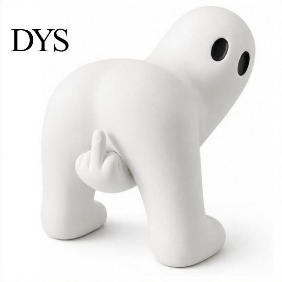 Accenti per la Casa di Halloween Sarcastici Divertente Fantasma con Dito Medio Statuetta, Statua Bianca Novità, Accessori Minimalisti Spettrali Ornamento da Tavolo