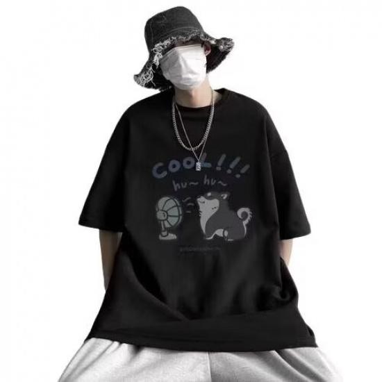 Camiseta de manga corta con cuello redondo y estampado de letras de moda para hombre para verano, top informal holgado