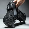 2025 Retro Men's Punk Boots Fashion Street Men Motorcycle Boots Luxury Buckle Strap Tooling Shoes Denim Mid-high Men Army Boots