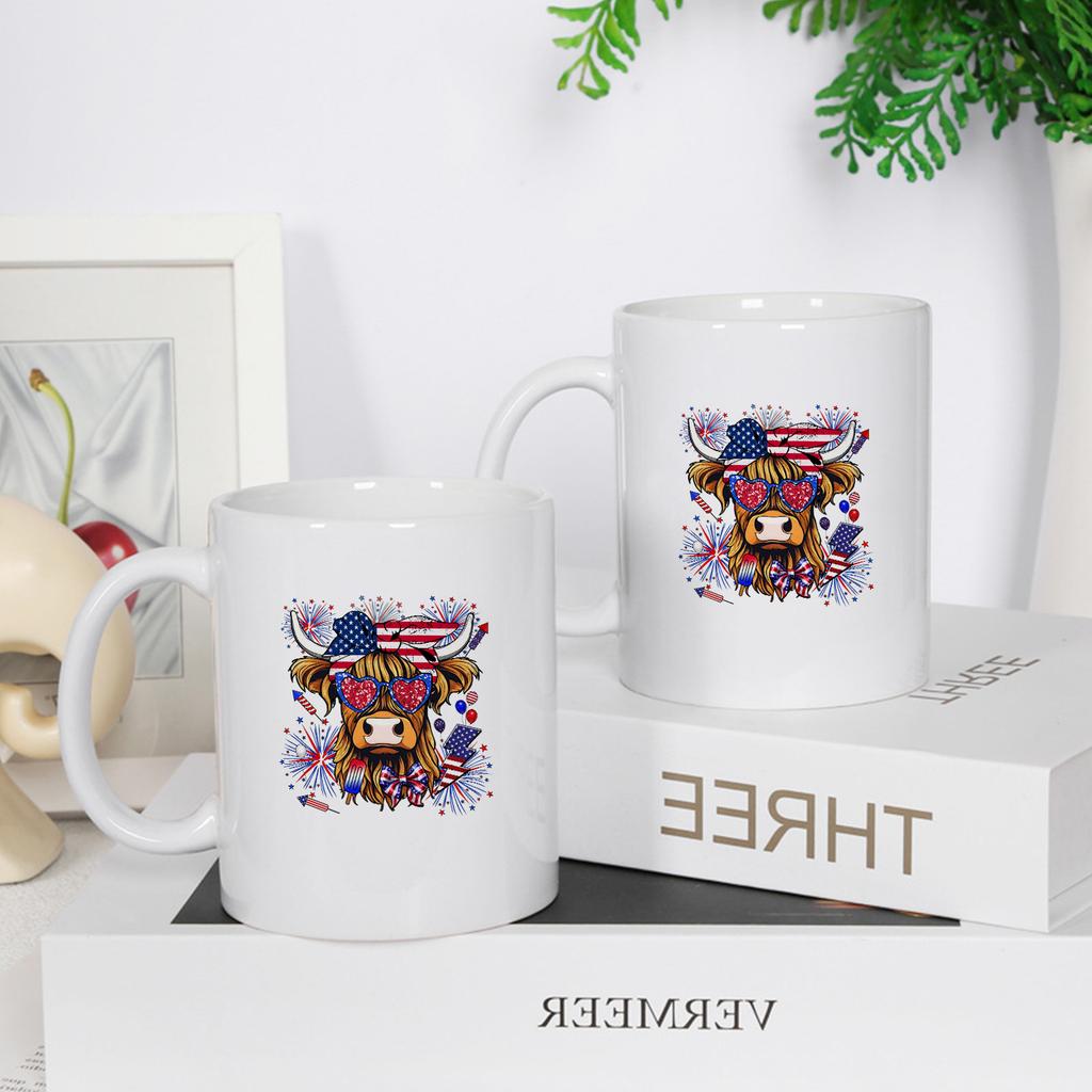 3d Print Independence Day Series 11oz Sublimation Ceramic Coffee Mug Animal Pattern Kitchen/Office Drinkware Holiday Gifts