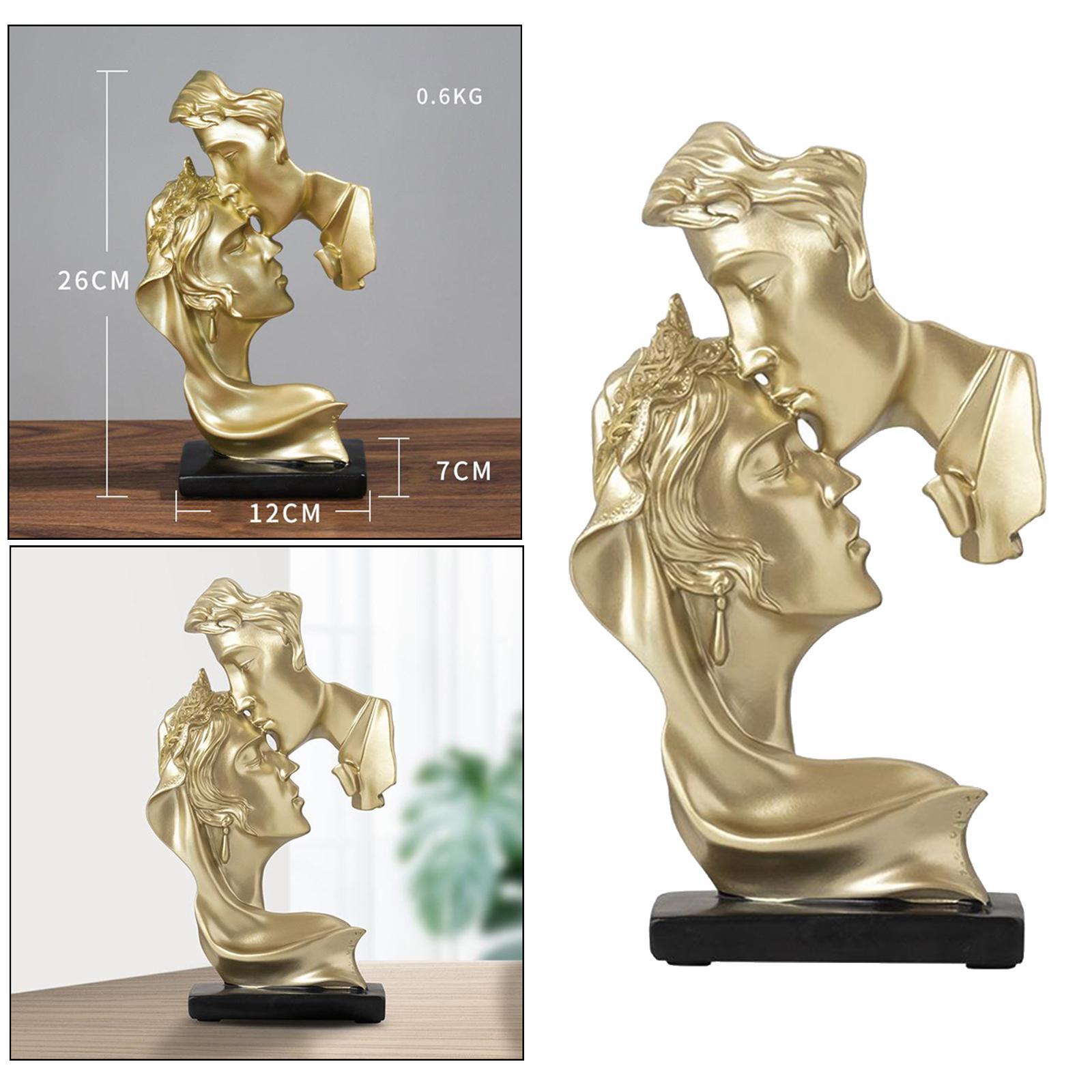 

Couples Statue Home Decor Ornament Mini Resin Figurines Collectible Golden