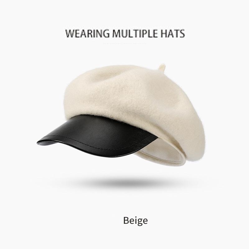 

Осенне-зимний новый шерстяной берет женский ветрозащитный теплый ретро шляпа художника универсальный маленький для показа лица one size