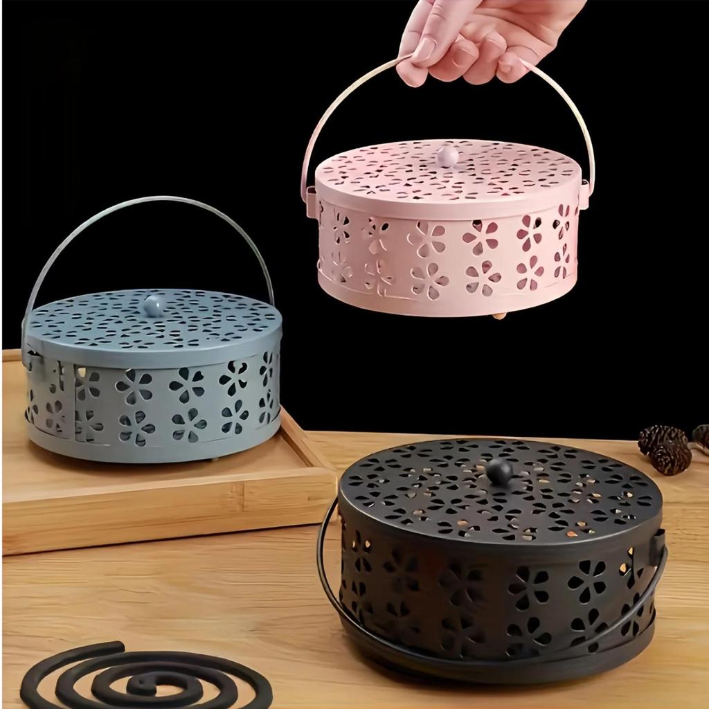 Mosquito Coil Holder Box, Mosquito Coil Burner Container, Mosquito Repellent Coil Stand for Home, Garden, Outdoor and Camping