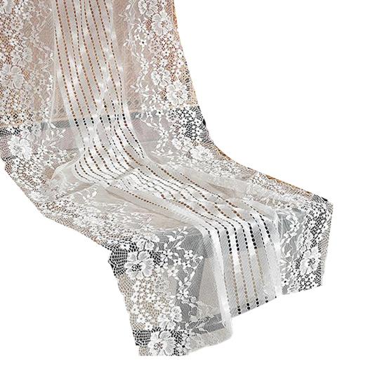 White Lace Table Runner, French Pastoral Style Table Runner, Lace Table Decor with Floral Embroidery for Wedding Party Dining Table Decor