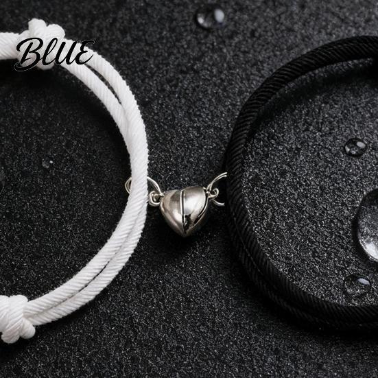 Magnetic Alloy Love Charm Bracelet 2Pcs/Set Matching Heart Pendant Couple