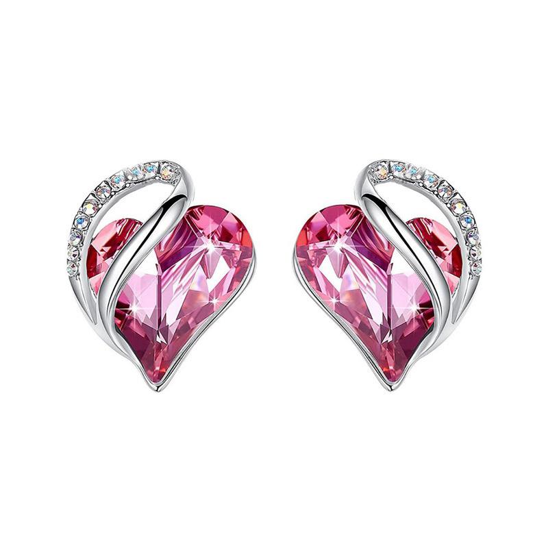 

Heart-shaped Crystal Stud Earrings, A Gift For Women. One Size