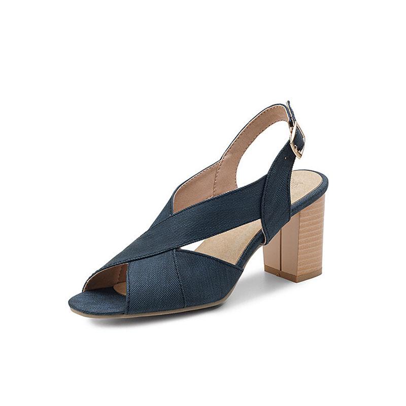 Shoes for Women 2025 New Summer Open Toe Women's High Heels Slingback Sandals 7.5 Cm Thick Heels Sandalias Mujer WSH5257