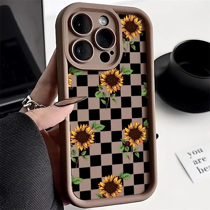 Daisy Flower Phone Case For iPhone 11 Case iPhone 15 14 Pro 13 12 Pro Max XR X XS Max 7 8 15 Plus SE 2020 Soft Candy Color Cover