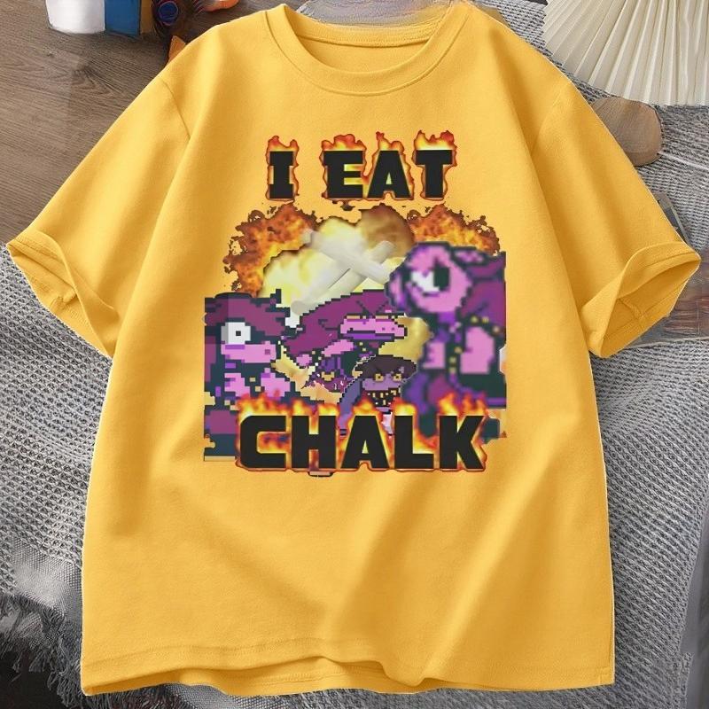 

I Eat Chalk Deltarune Game Tshirt for Unisex Women Causal Funny Short Sleeve Round Neck Tshirt Streetwear Male Graphic T Shirts 4XL